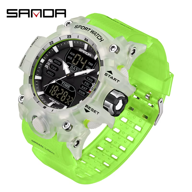 SANDA luxe G Style montre électronique pour hommes Sports de plein air LED analogique numérique chro