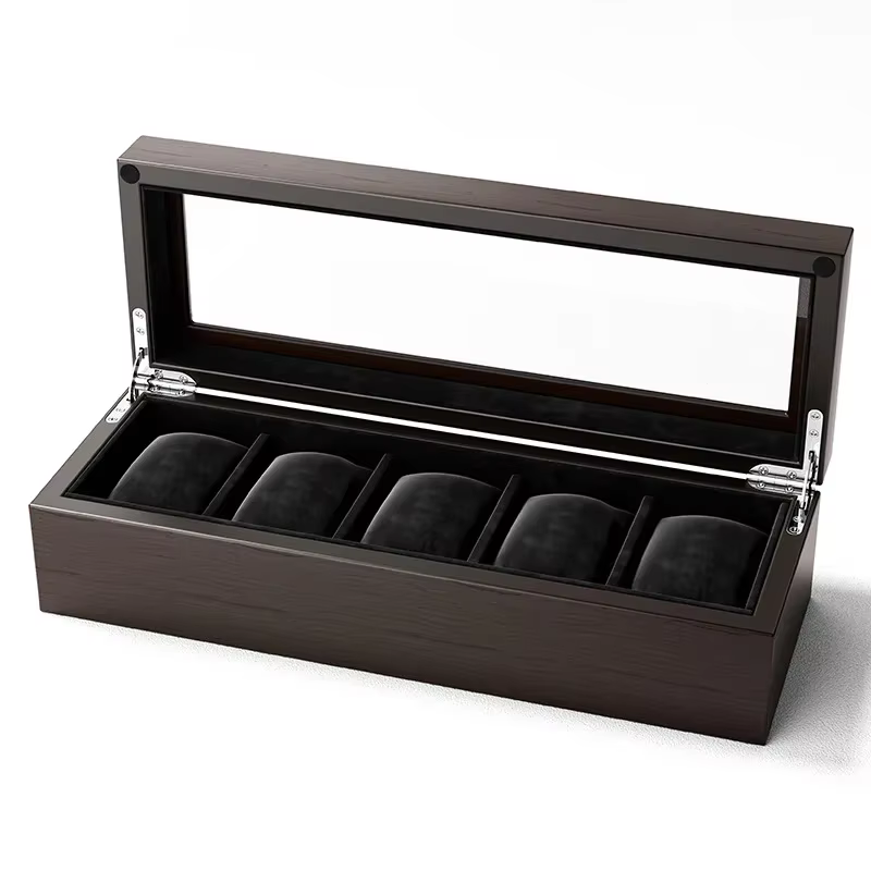 Boîte de rangement en bois pour montres mécaniques pour hommes, montres-bracelets, affichage transpa