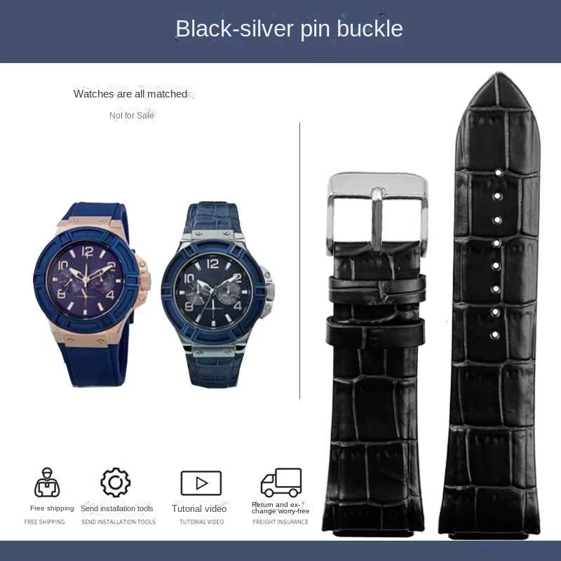 Bracelet de montre en cuir véritable pour montre GUESS Series, bracelet, bracelet, bleu, noir, acces