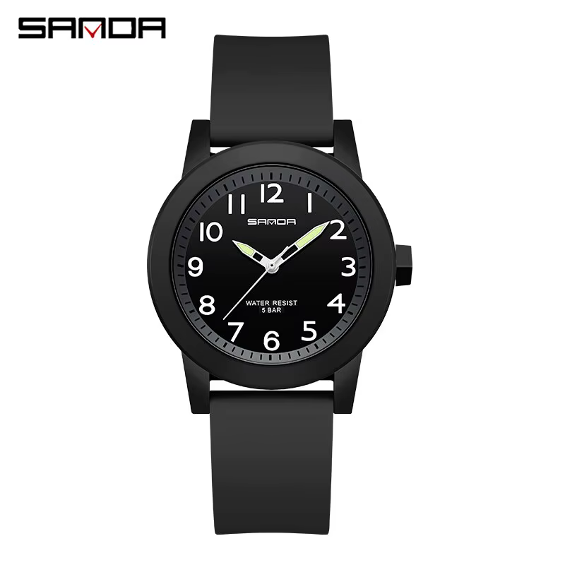 SANDA-Montre-bracelet analogique à quartz en silicone pour femme, montres de sport de baseball, étan