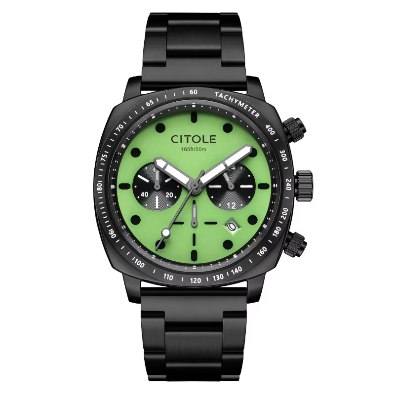 Montre chronographe CITOLE originale TMI VD53B avec verre saphir, modèle pilote CT7007G, collection 