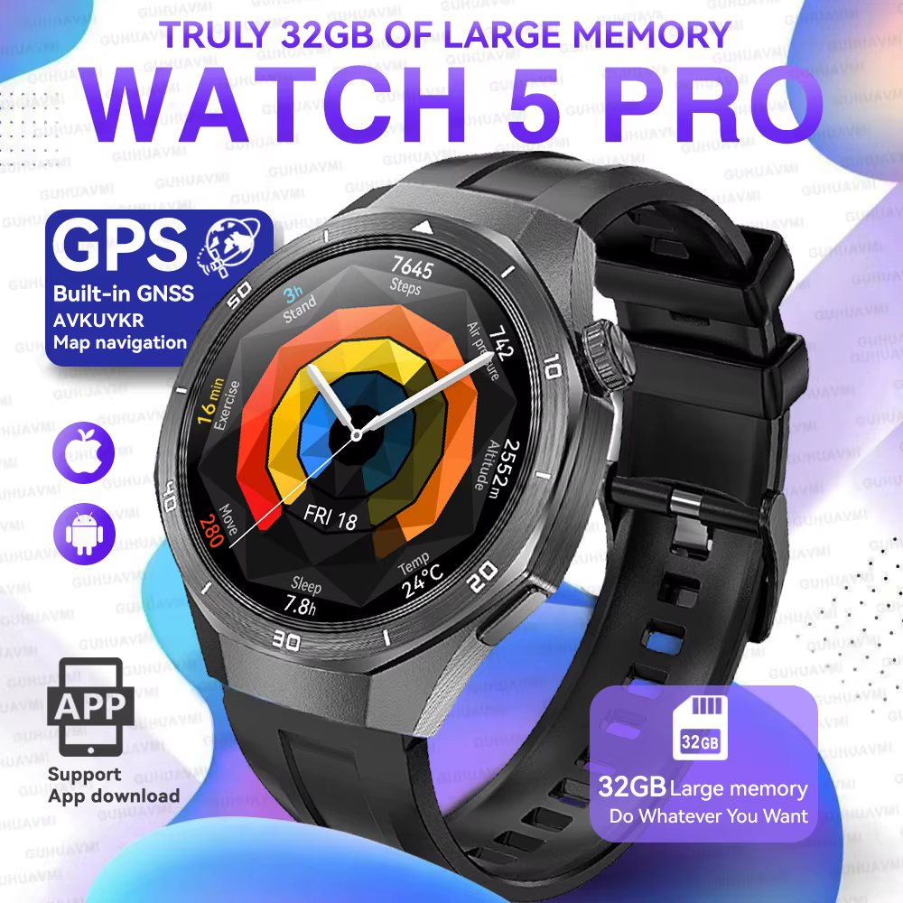 Nouvelle montre connectée 5 Pro 2026 avec GPS, navigation cartographique, mémoire 32 Go, lecture vid