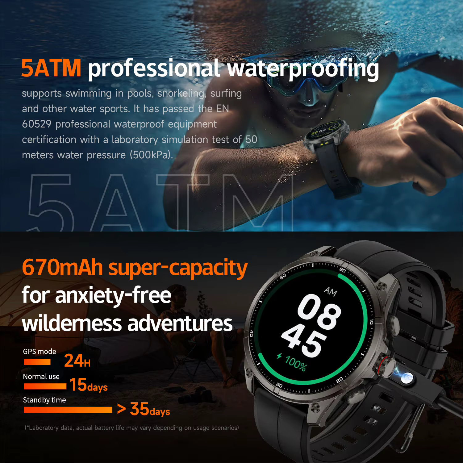 2025 nouvelles montres intelligentes GPS Sport de plein air GPS intégré altimètre baromètre boussole