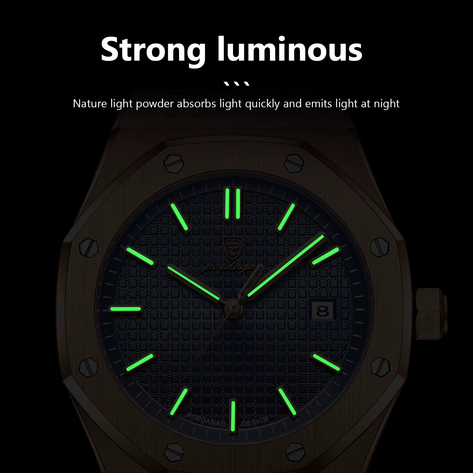 POEDAGAR luxe homme d'affaires montre-bracelet étanche lumineux Date hommes montre en acier inoxydab