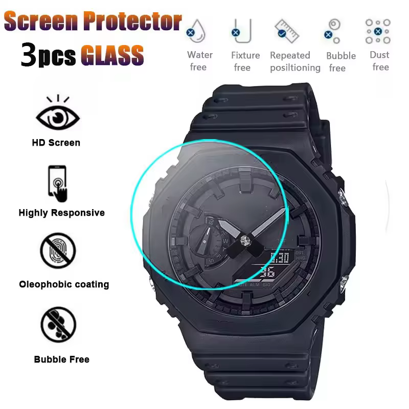 Verre trempé 9H, 3 pièces, pour écran Casio G Shock GA-2100 GA-2000 GA-2110 GM-2100 GMA-S2100 GA-220