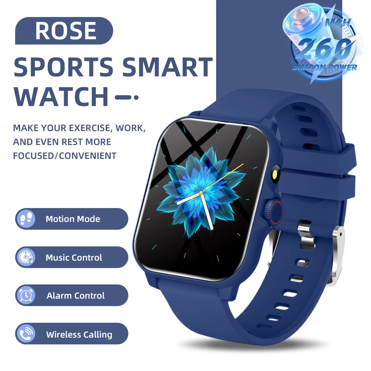 Montre connectée 2026 avec appels Bluetooth pour hommes et femmes, moniteur de santé, rappels de mes
