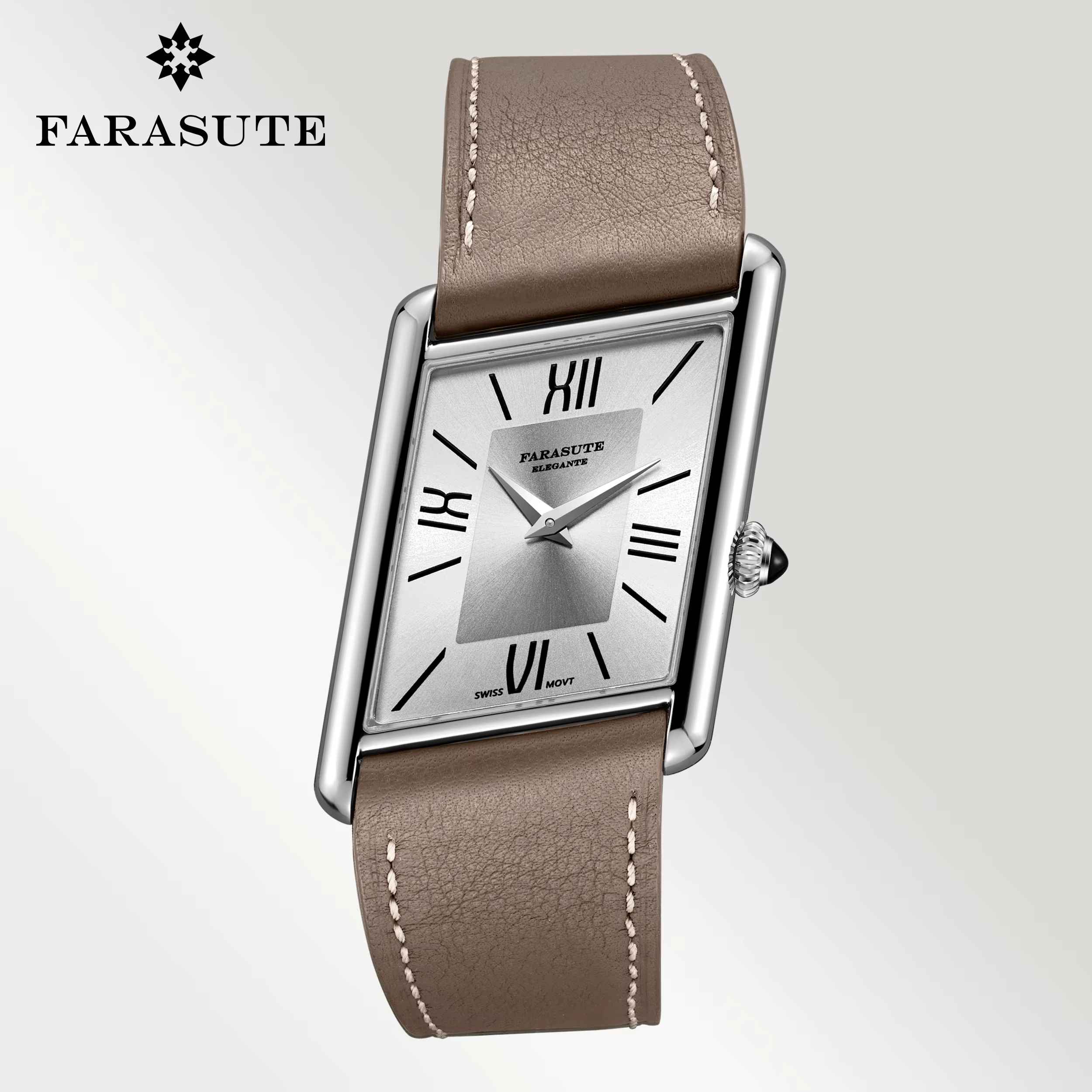 FARASUTE luxe carré sport montre pour hommes mouvement suisse étanche verre saphir acier inoxydable 