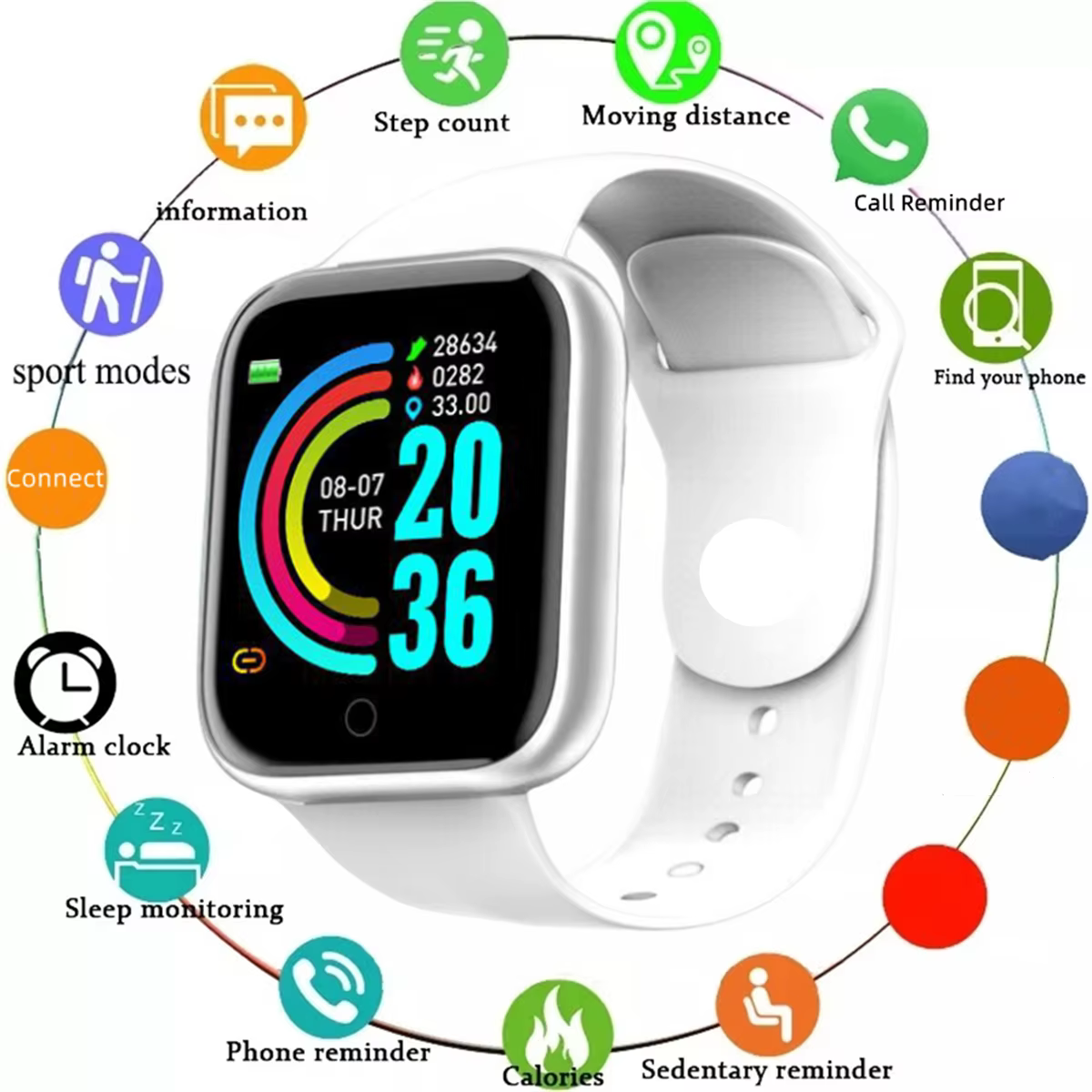 Montre connectée pour femmes et hommes, montre-bracelet Bluetooth, lecteur de musique, Fitness, Spor