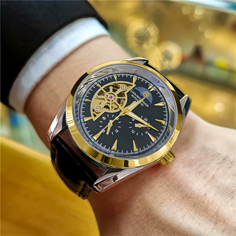 Montre mécanique de luxe haut de gamme pour hommes d'affaires, cadran rond, remontage automatique, d