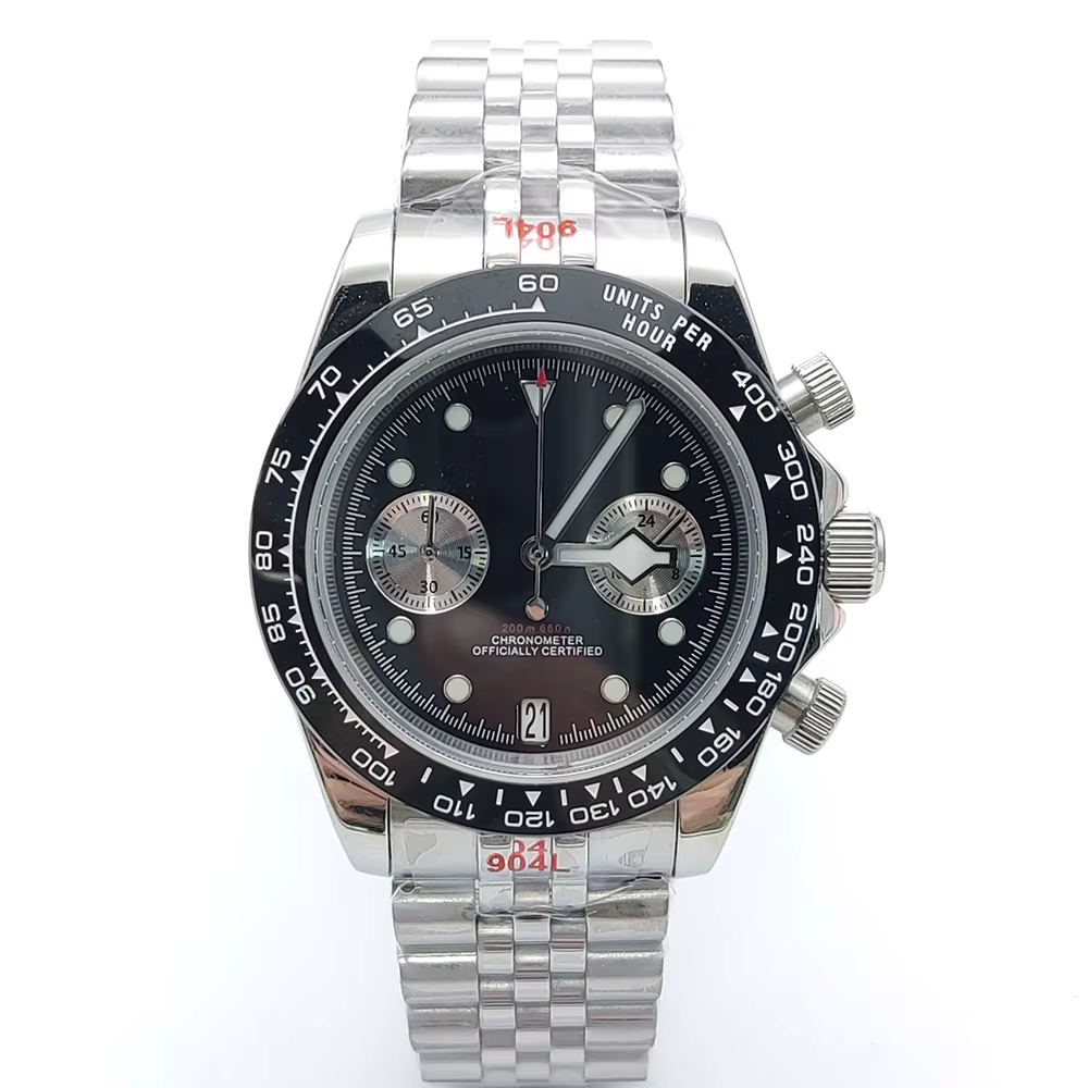 Mode 39.5MM montre à Quartz VK64 chronographe montre pour hommes verre saphir design montre vintage 
