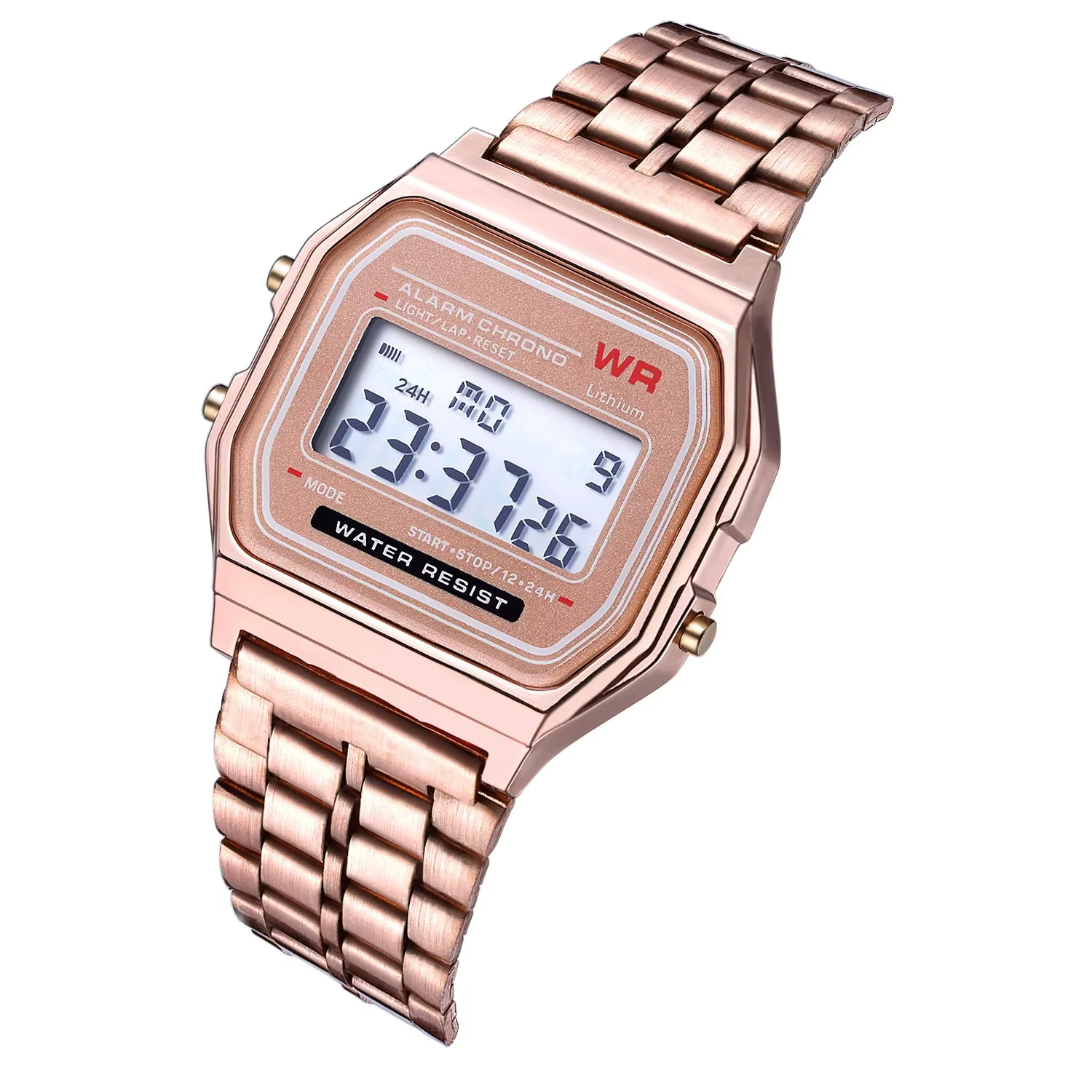 Montres numériques LED de luxe pour hommes, en acier inoxydable, or et argent, montre électronique,