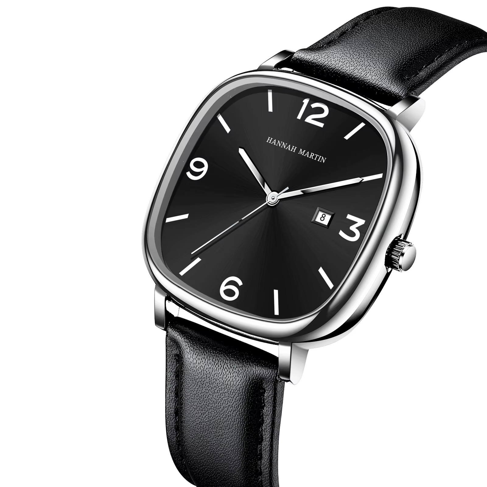 Hannah Martin Top marque montre en cuir noir mouvement à Quartz Original décontracté Style d'affaire