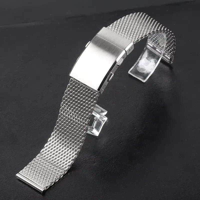 Bracelet en maille milanaise 18 mm 20 mm 22 mm pour poignet large, bracelet à longueur étendue avec