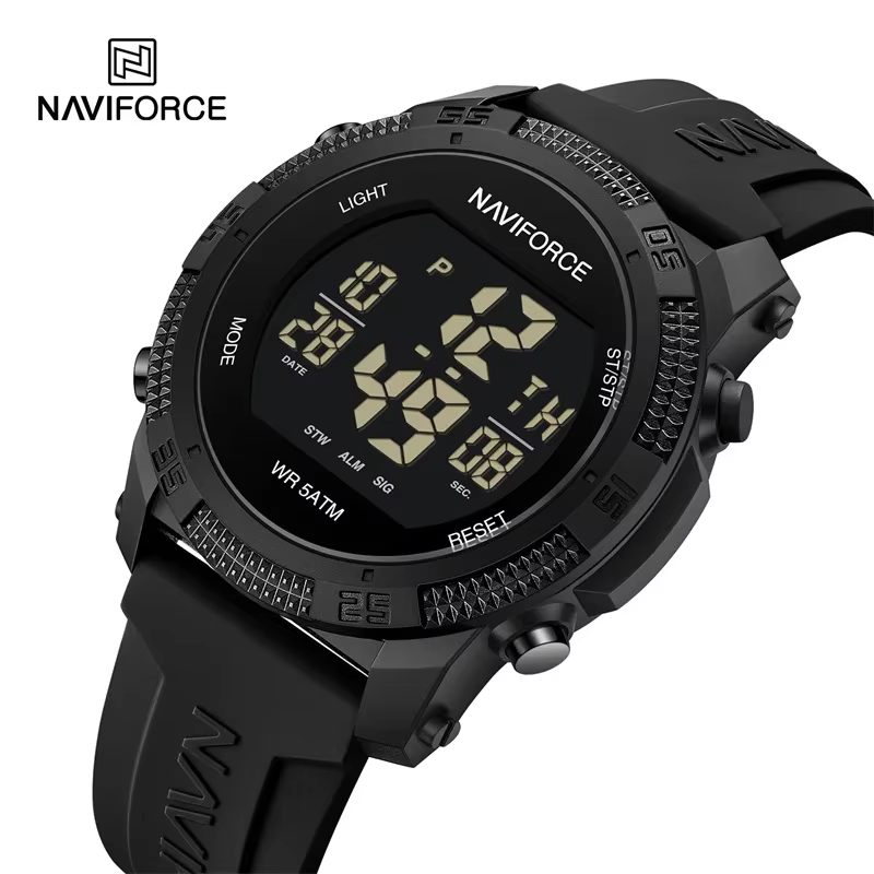 NAVIFORCE NF7104 Montre électronique numérique LCD décontractée avec alarme de date et de semaine po