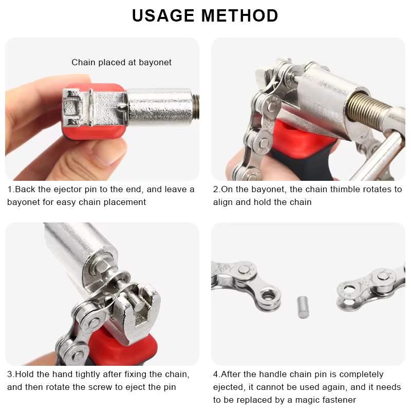 Extracteur de goupille de chaîne de vélo en acier inoxydable, séparateur de maillons de vélo de rout