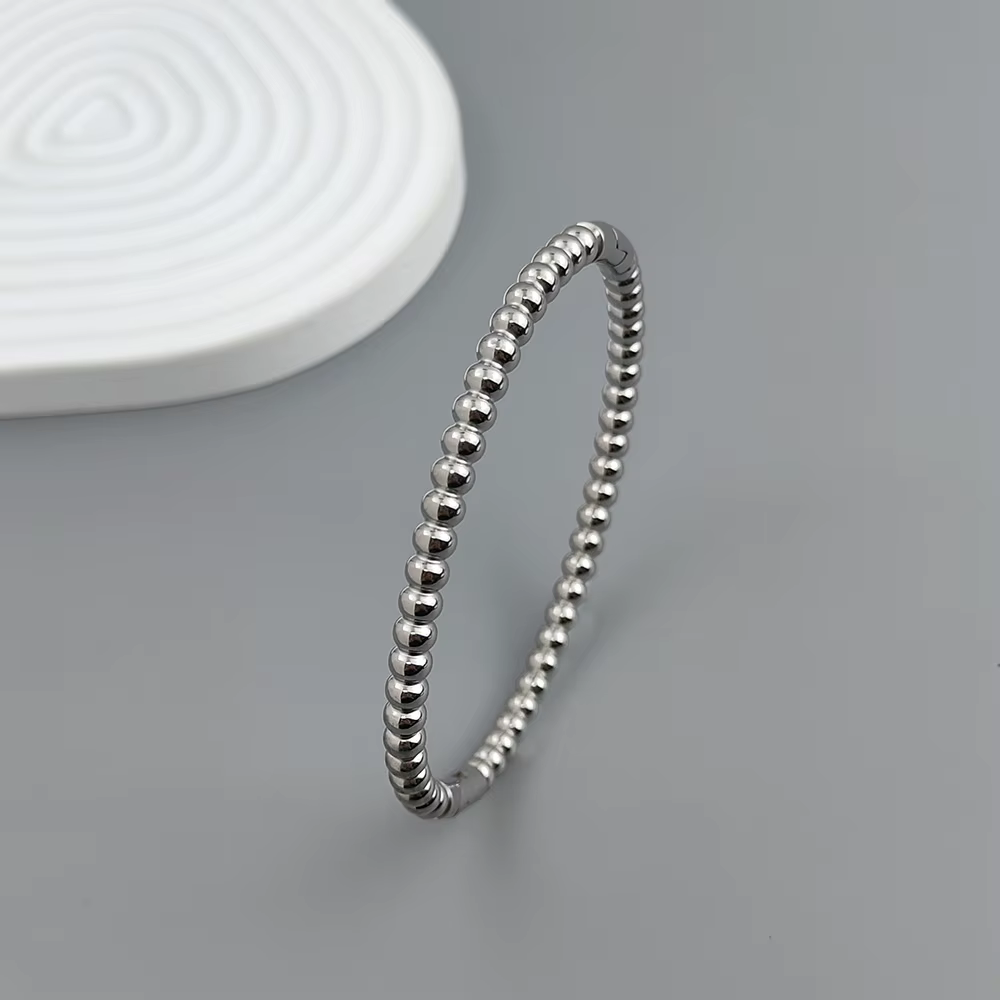 Nouveau bracelet plaqué or en perles de boule en acier inoxydable, bracelet classique en argent en f