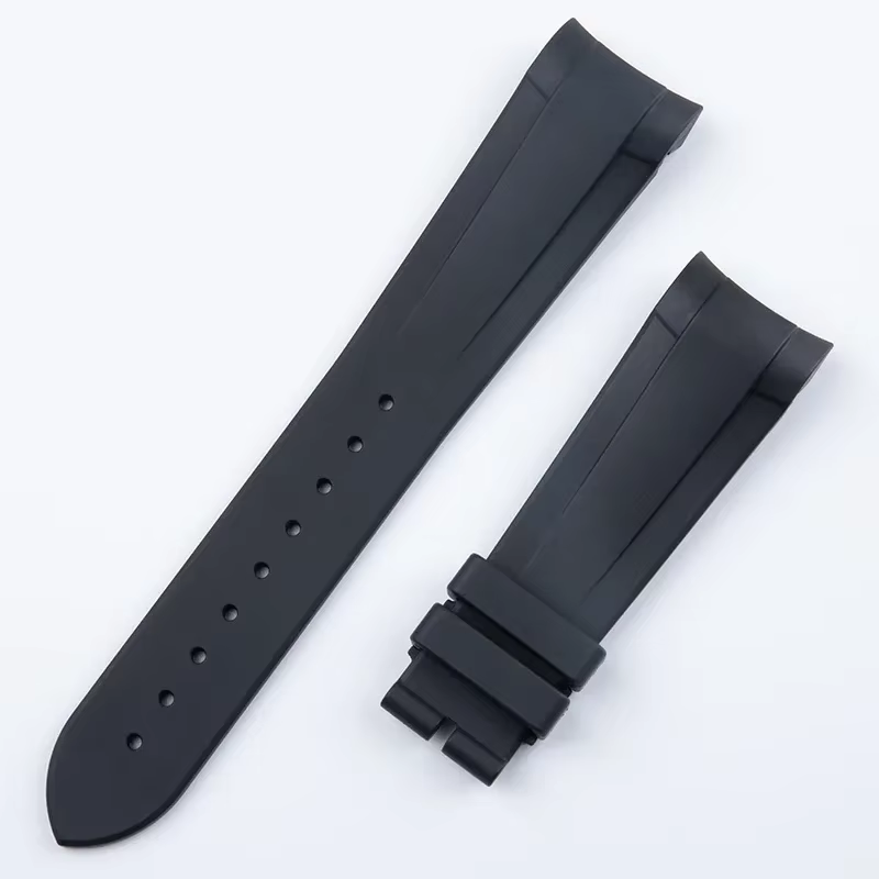 Bracelet de montre en caoutchouc fluoré FKM, extrémité incurvée de 22mm, pour bracelet Tudor Black B