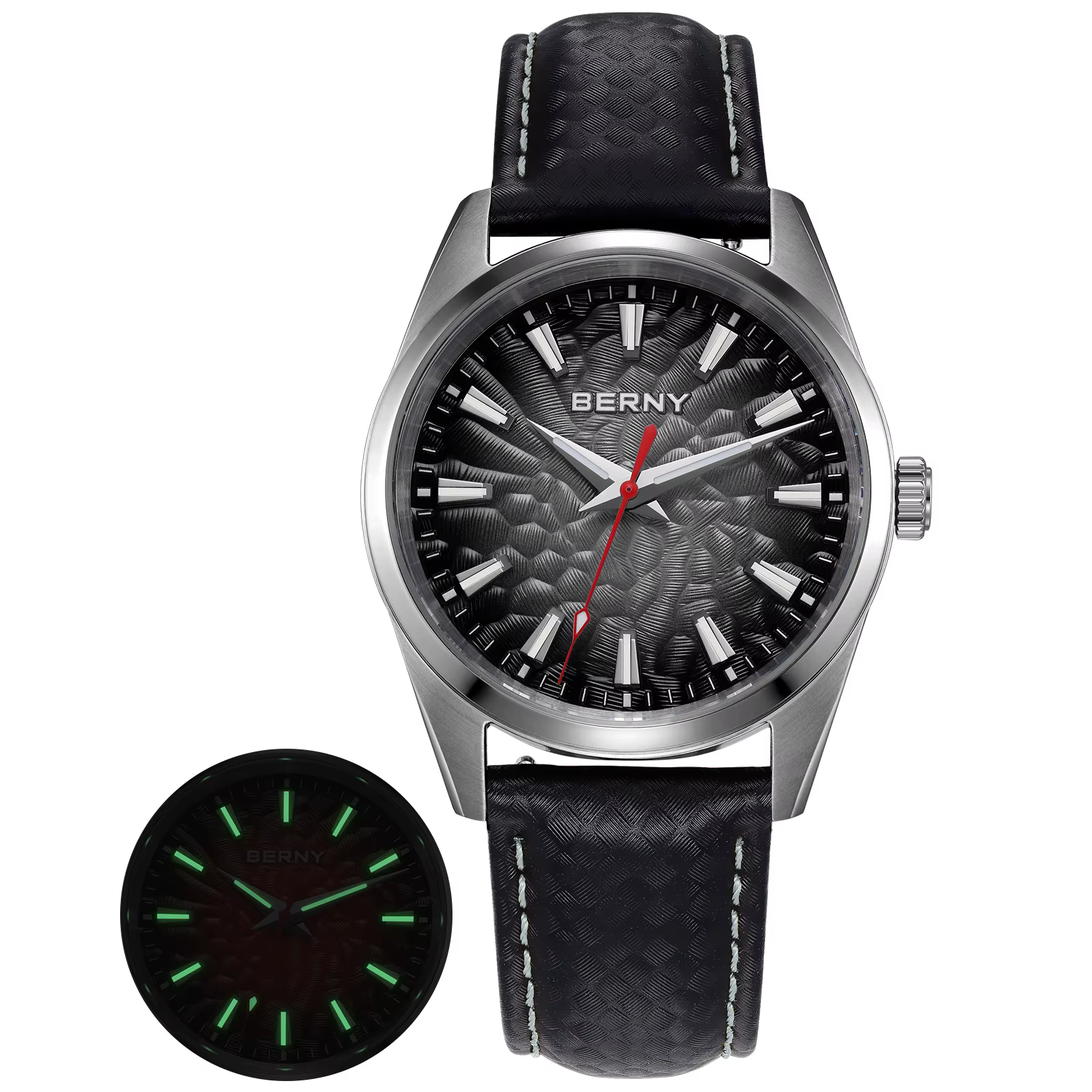 BERNY montres pour hommes 10ATM saphir lumineux mode Quart montre pour hommes classique élégant robe