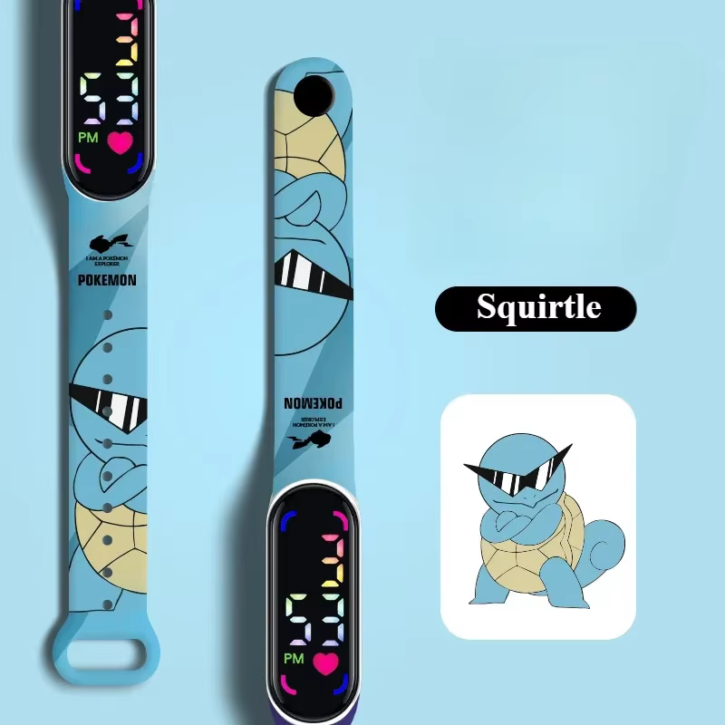 Montre Pokemon Pikachu Gengar, montre numérique LED étanche pour enfants, montre-bracelet électroniq