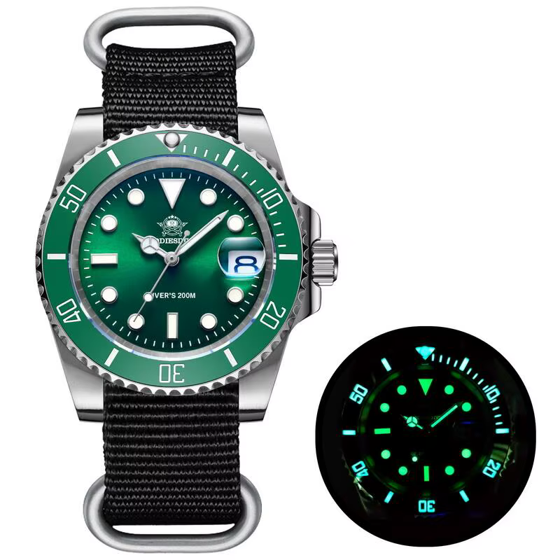 Montre de Plongée ADDIESDIVE en Acier Inoxydable, Étanche 200M, Super Lumineuse C3, Montre de Sport