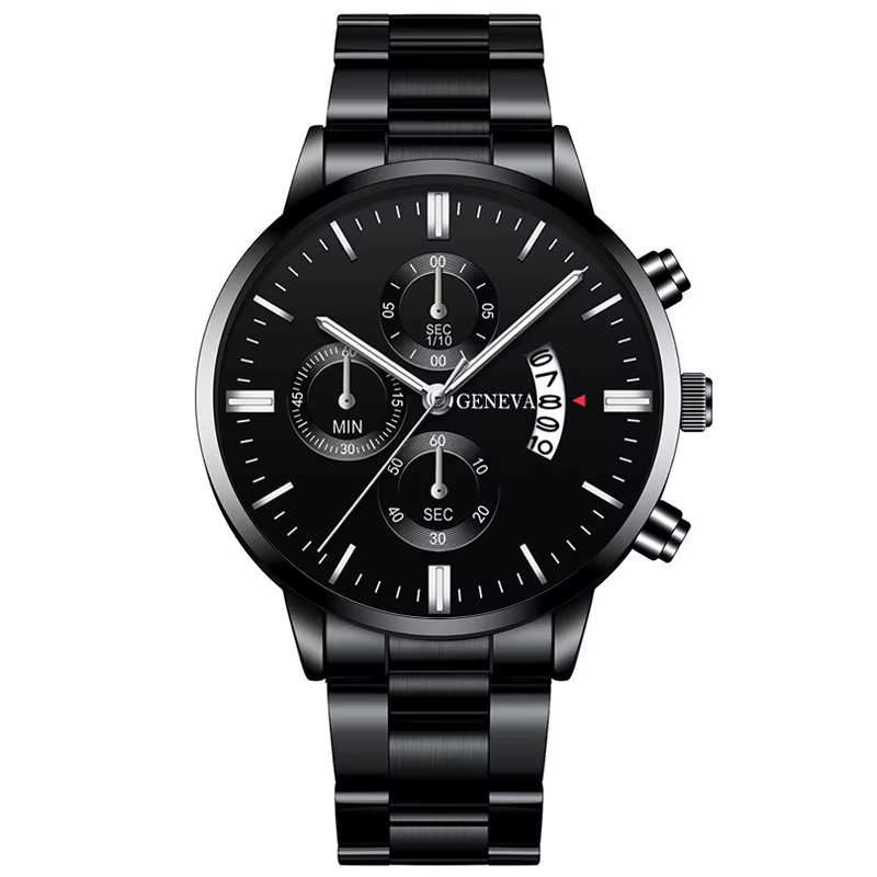 montre homme Montre de sport de luxe pour hommes, en acier inoxydable, à Quartz, décontractée, en cu