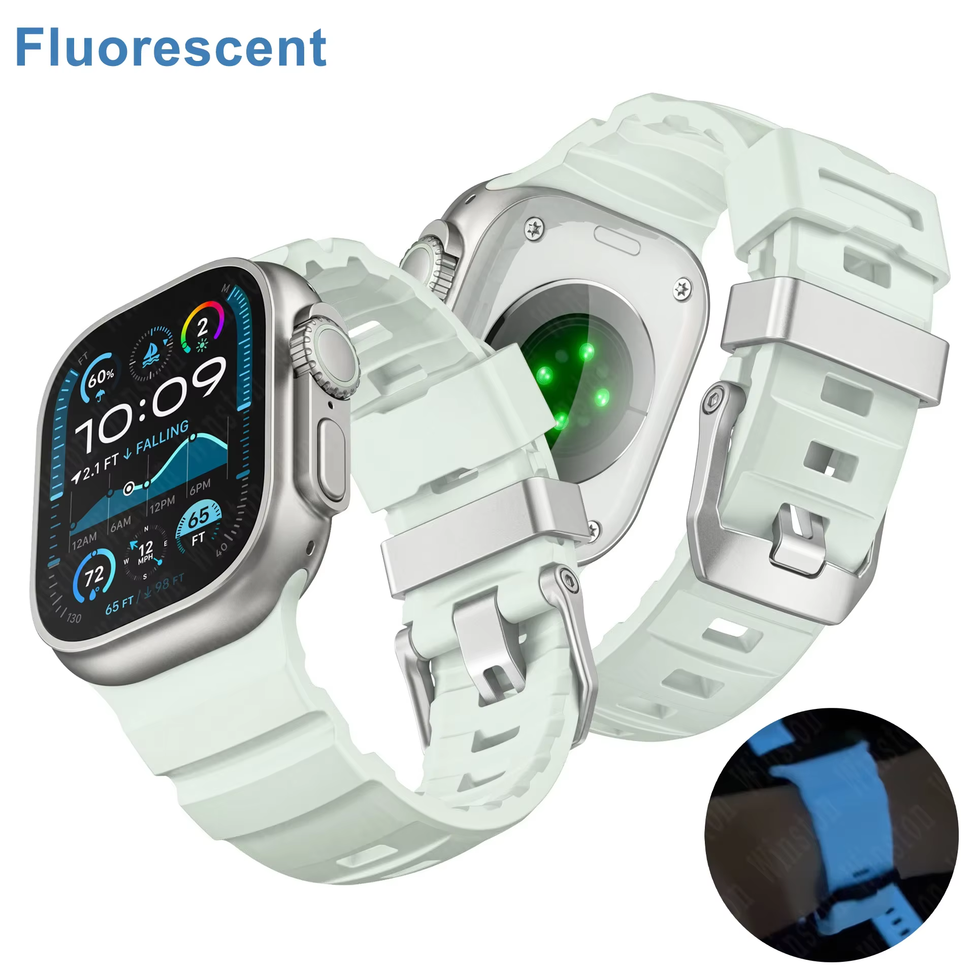 Bracelet en Silicone fluorescent pour Apple Watch Ultra 2 49mm série 10 46mm 9 8 7 45mm Bracelet de