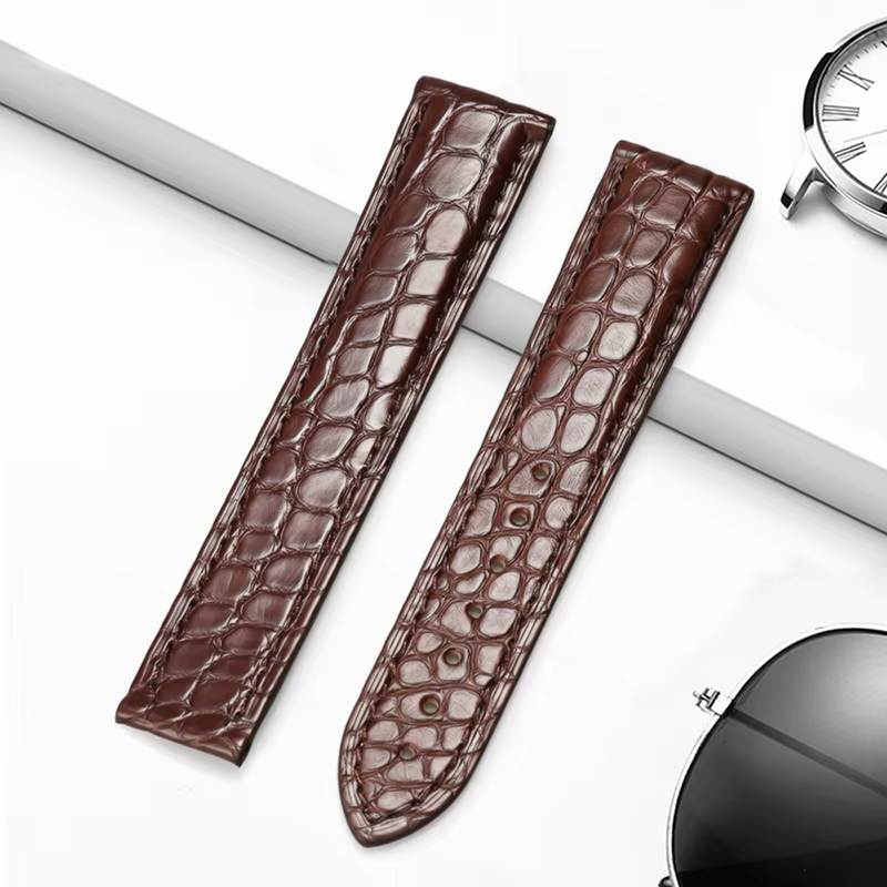 Bracelet de montre en cuir véritable de crocodile, pour Omega, Seamaster Speedmaster 300 DeVille, 19