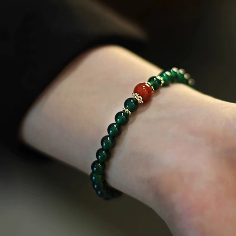 Bracelets en perles d'eau douce pour femmes, Agate rouge verte naturelle de 6mm, brins de perles, ac