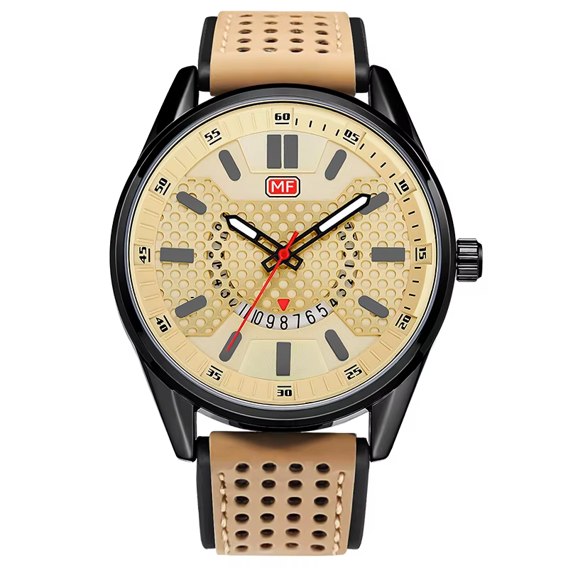 Montre de marque MINI FOCUS pour hommes, bracelet en cuir véritable, chronographe, affichage de la d