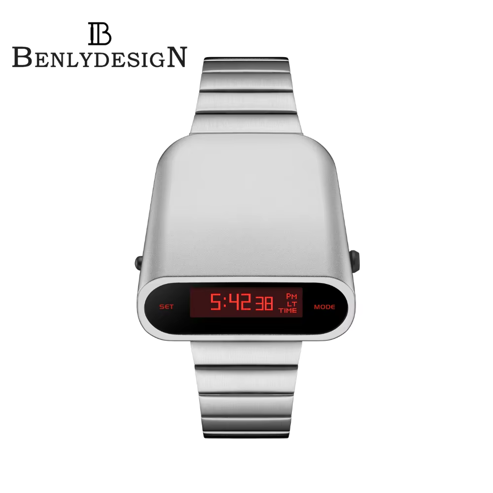 Montre numérique steampunk BENLYDESIGN S1000 pour homme, design vintage rétro des années 1970, desig