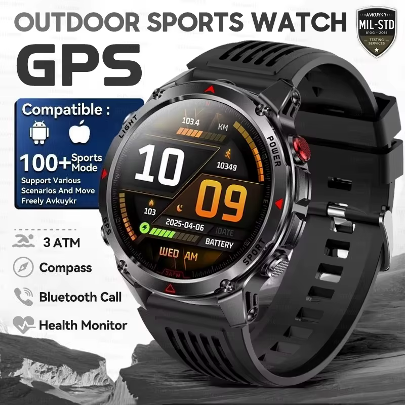 Montre connectée militaire GPS HT37 T-Rex 3 Pro, étanche, double bande GNSS, boussole, altimètre, na