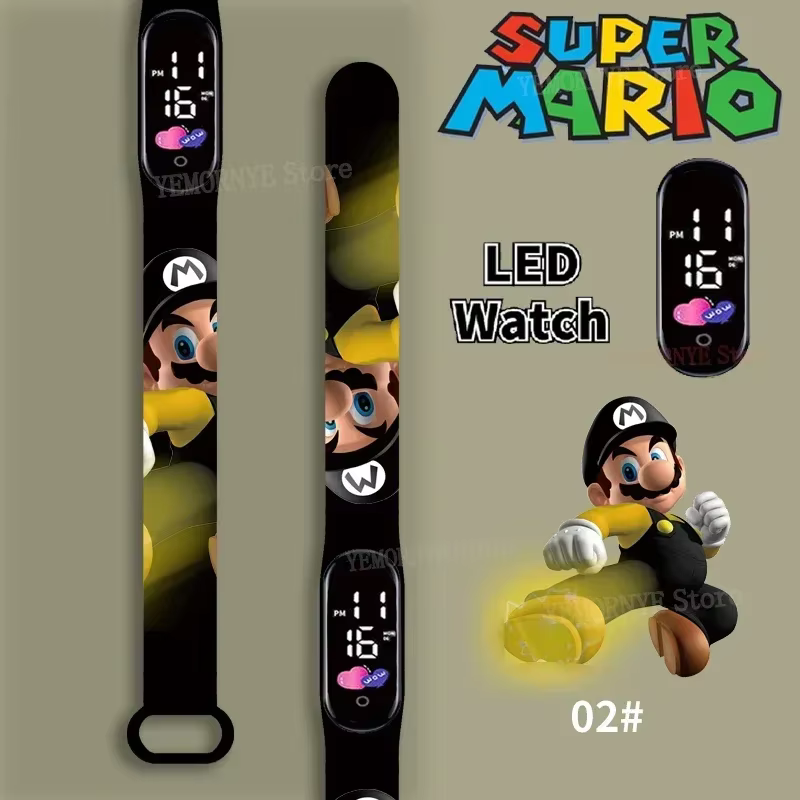 Montre numérique étanche Mario Bros pour enfants, bracelet de sport, figurines d'action, princesse L
