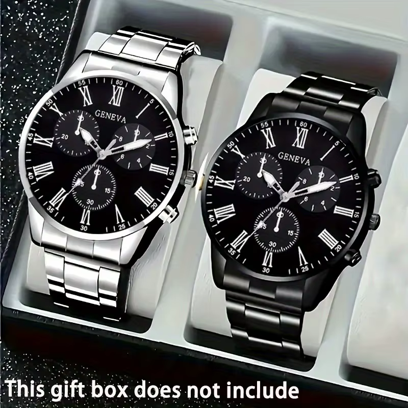 Ensemble de montres à quartz de luxe pour hommes, 2 pièces, vêtements d'affaires et décontractés, ca