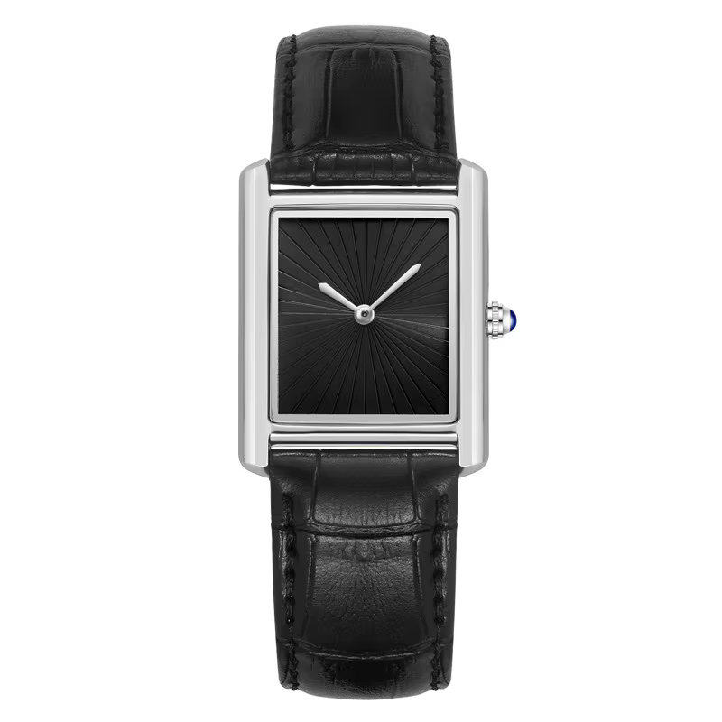 Nouvelle montre carrée classique pour hommes femmes conception Simple à deux mains bracelet en cuir 