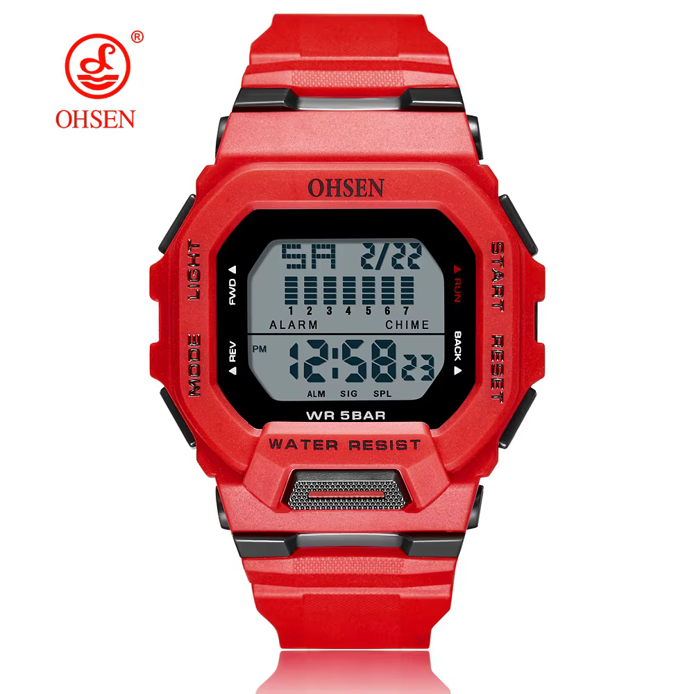 Montres numériques pour homme OHSEN, mode, 5ATM, plongée, sport, montres-bracelets blanches pour hom