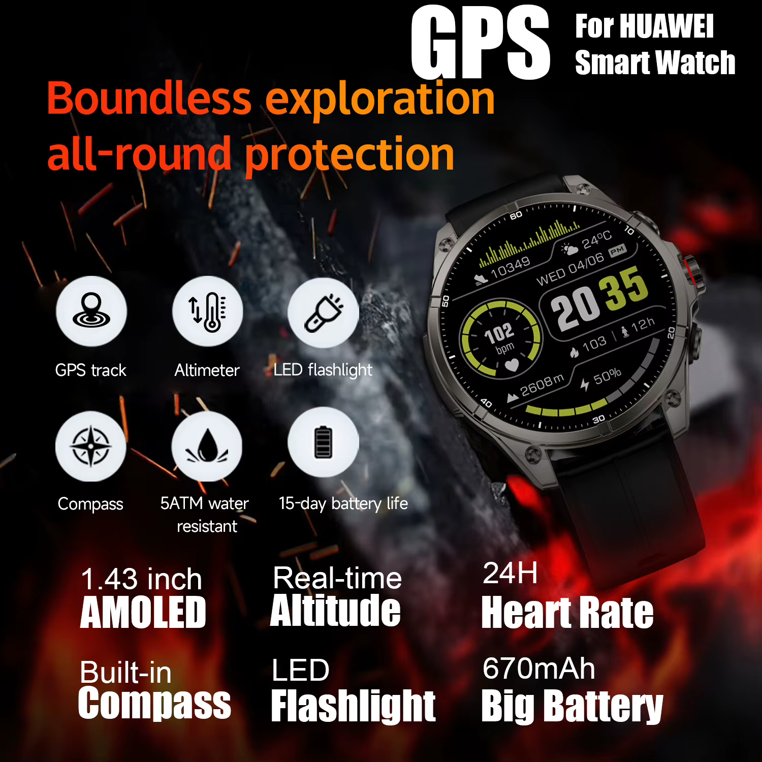 2025 nouvelles montres intelligentes GPS Sport de plein air GPS intégré altimètre baromètre boussole