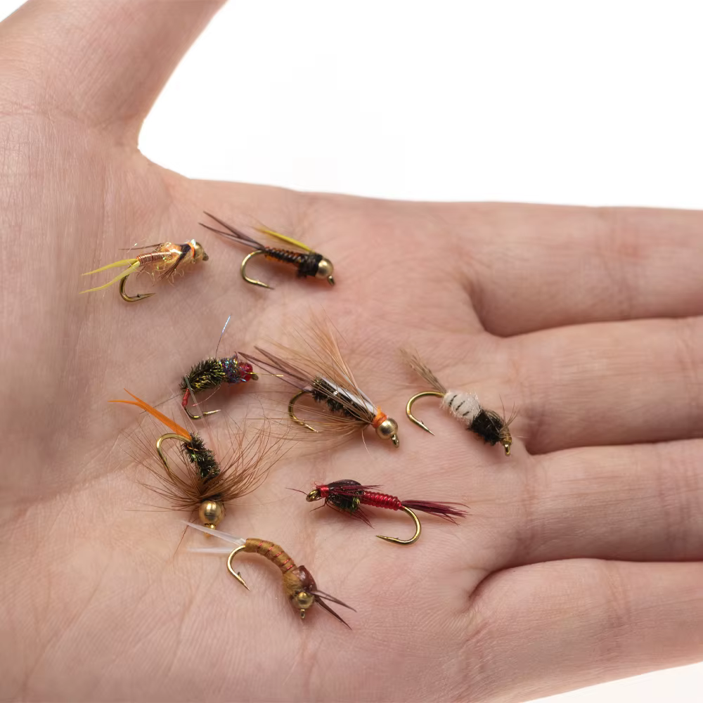 Vampfly 48 pièces ensemble de mouches boîte tête de perle cuivre John nymphe Caddis mai mouche nymph