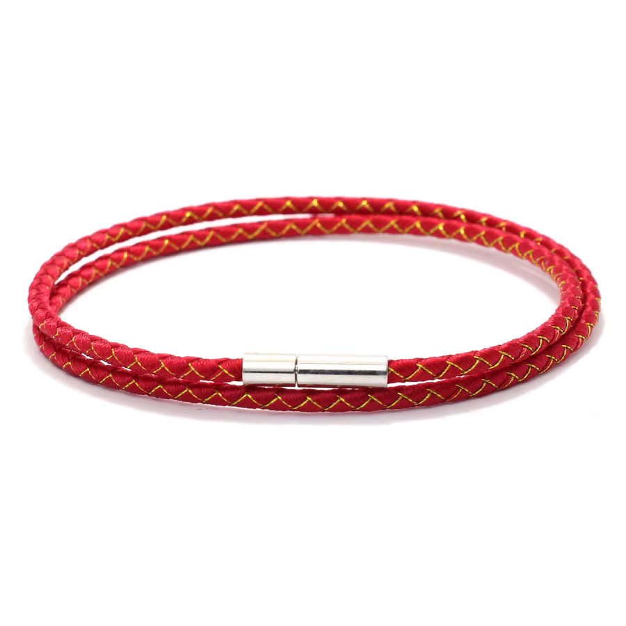 Bracelet Double Couche Rouge pour Femme, Corde Fine de 2mm, Boucle Ronde, Cadeau Parfait pour Elle, 