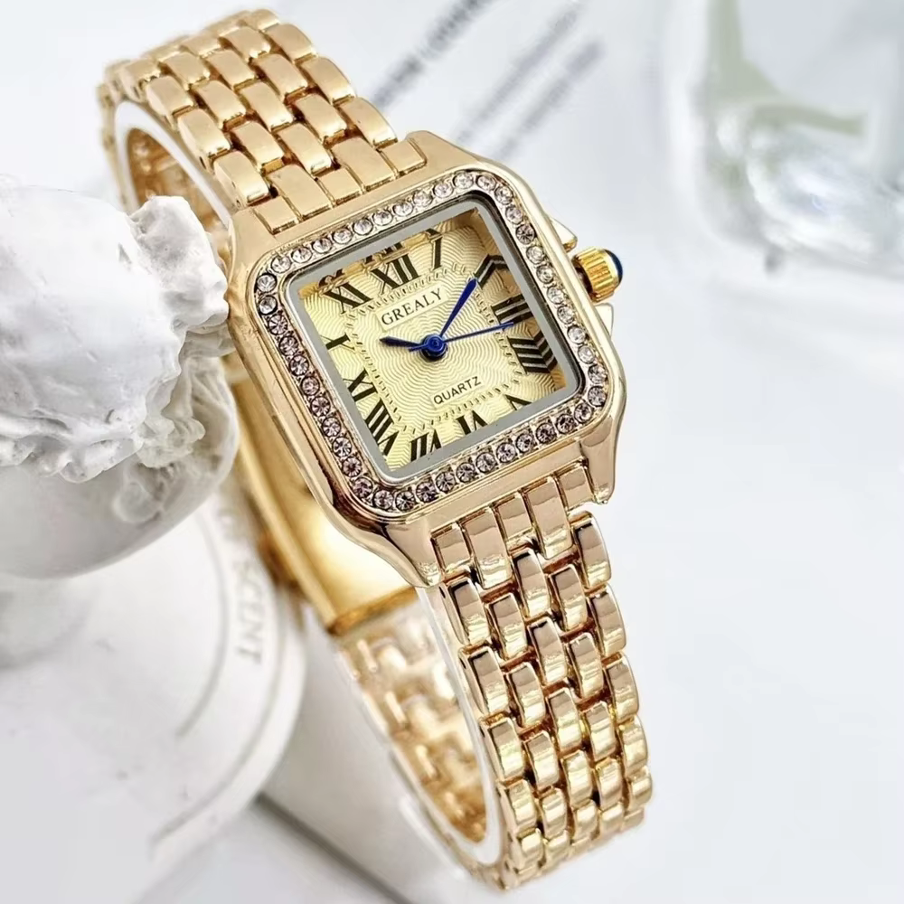Montres de luxe en strass pour femmes, montre-bracelet à Quartz carrée, Simple, horloge pour dames