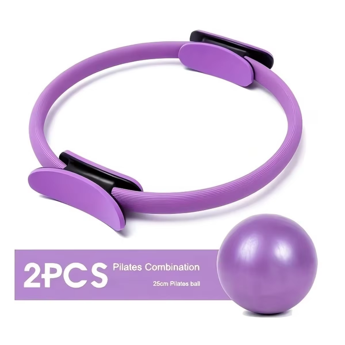 Ensemble de yoga mixte 2 pièces, ballon de Pilates souple de 9 pouces, kit essentiel de Pilates (uni