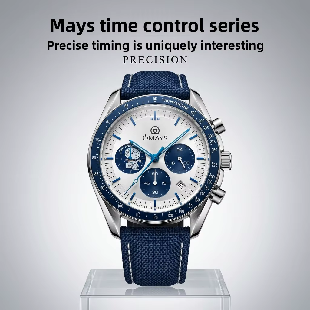 Montre de sport de luxe pour homme OMAYS, édition 50e anniversaire, bracelet en nylon bleu, montre-b