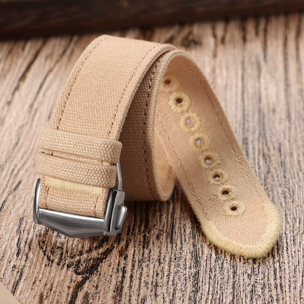 Bracelet de montre en toile de nylon de qualité supérieure pour hommes, étanche, avec boucle pliante