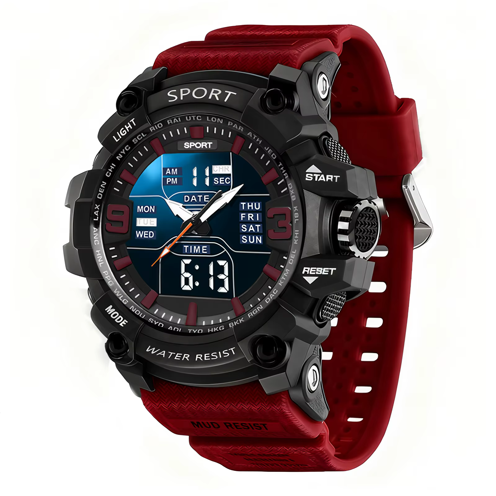 Montre de sport tendance pour homme avec grand cadran, montre électronique pour étudiant adolescent