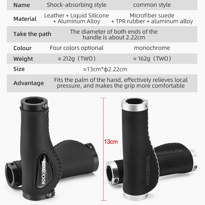 ROCKBROS – poignées de vélo en cuir, en Silicone liquide, pour vtt, ergonomique, verrouillage bilaté