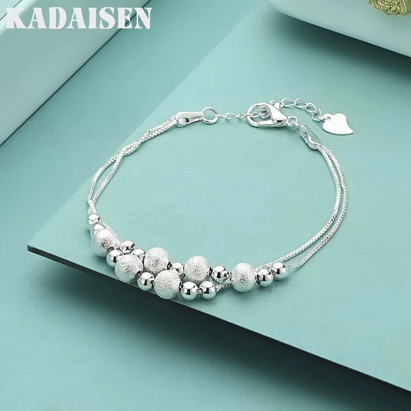Bracelets en argent Sterling 925 pour femmes, chaîne à double perles, bijoux de créateur à la mode, 