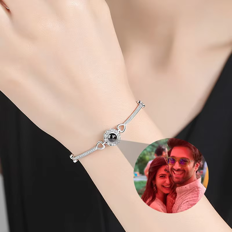 Bracelet Photo de Projection personnalisé en argent Sterling 925, pendentif circulaire, Bracelets Ph