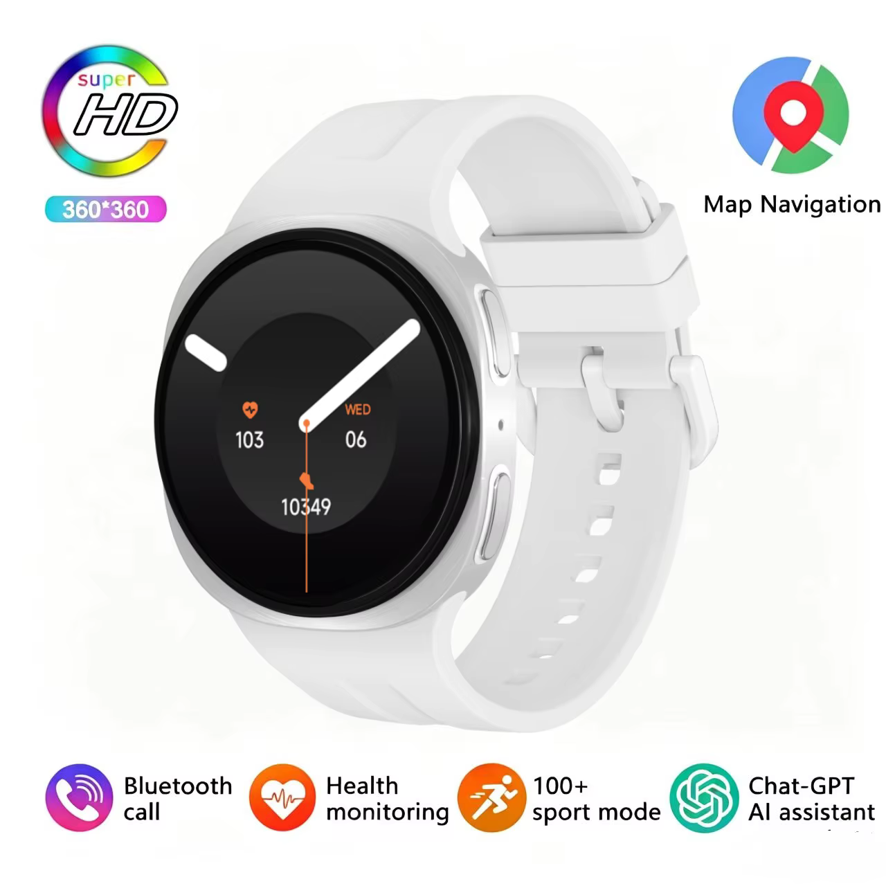 Montre connectée GPS avec navigation cartographique 2026 pour hommes et femmes, boussole NFC, montre