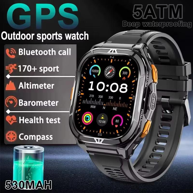 2025 nouvelle montre intelligente GPS hommes 1.96 pouces HD AMOLED écran boussole Bluetooth appel 5A