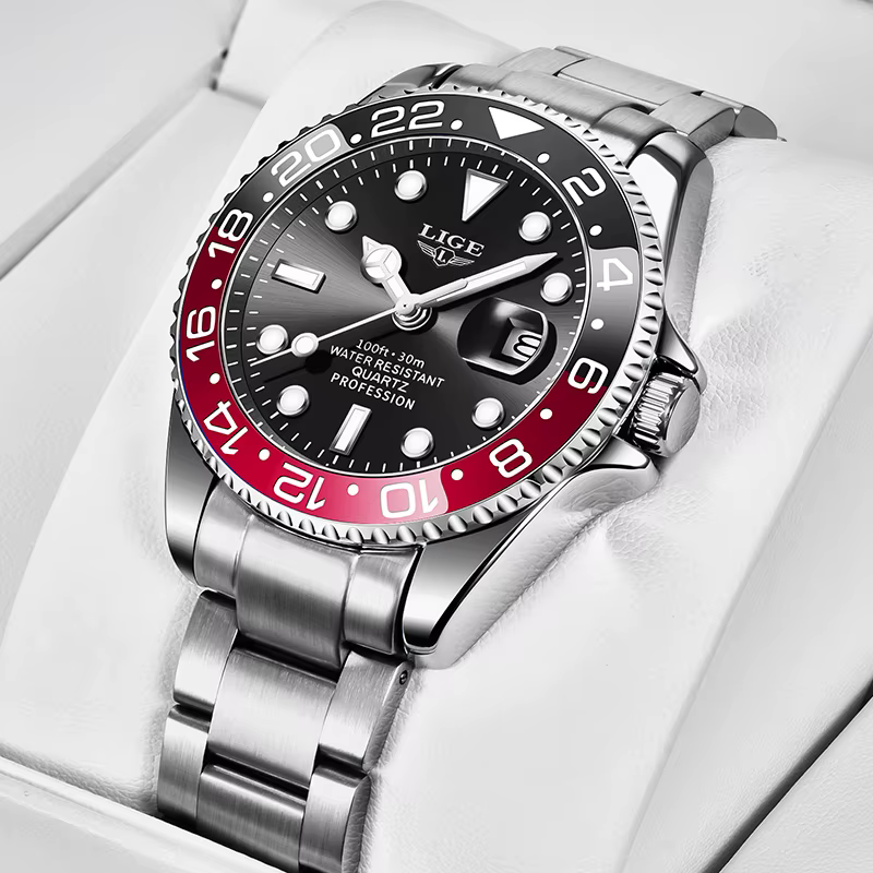 Montre de plongée LIGE pour homme, marque haut de gamme, étanche, montre-bracelet à quartz pour homm