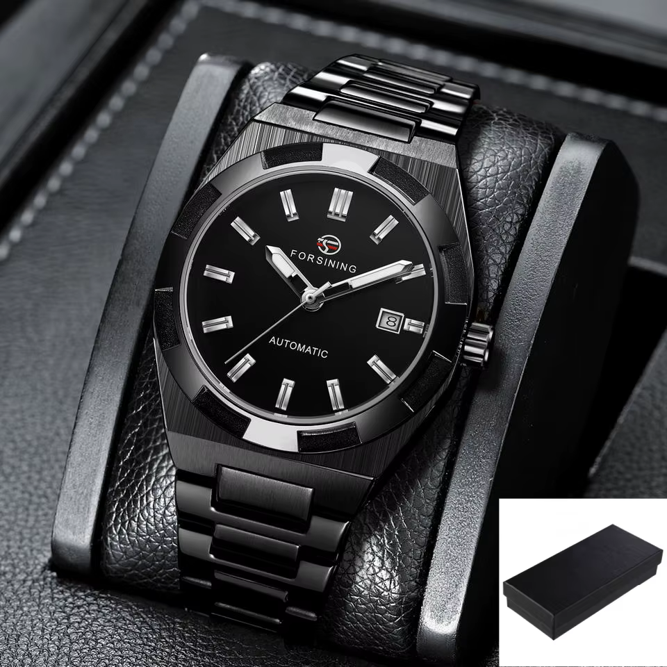 Nouveau noir hommes d'affaires Style classique décontracté automatique auto-vent montre mécanique br